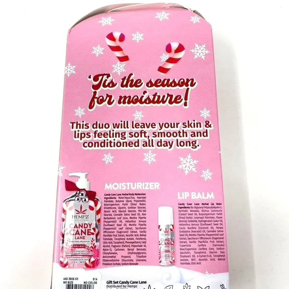 HEMPZ Candy Cane Lane Gift Set Limited Edition Body Lotion Lip Balm